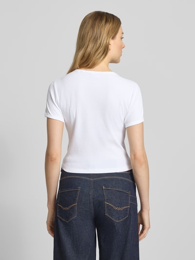 Scotch & Soda Kort T-shirt met geribde ronde hals Wit - 5