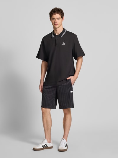 adidas Originals Loose fit poloshirt met labelstitching Zwart - 1