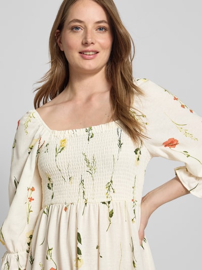 ZABAIONE Midi-jurk van viscosemix met linnen, model 'Mi44ss' Offwhite - 3