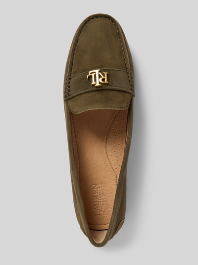 Lauren Ralph Lauren Leren instappers met labelapplicatie, model 'BARNSBURY' Olijfgroen - 3