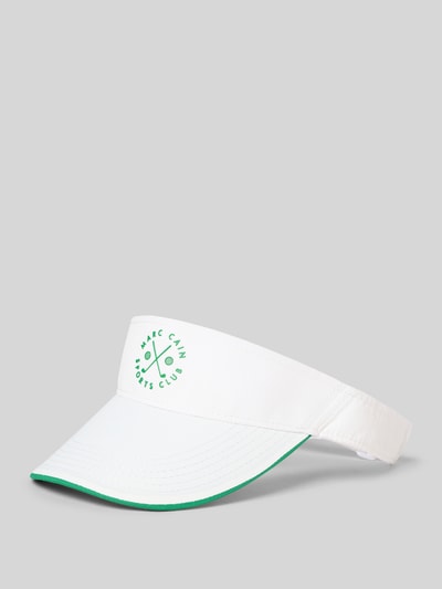 Productfoto, witte Pet met groene Logo-applicatie, curved visor, klittenbandsluiting en motiefapplicatie, Schirmmütze mit Logo-Applikation van Marc Cain
