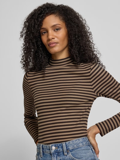 Drykorn Slim fit shirt met lange mouwen en opstaande kraag Chocoladebruin - 3