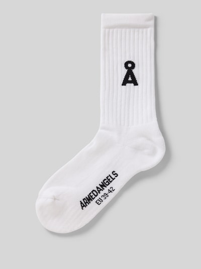 Produktfoto, Socken aus Baumwoll-Mix Modell 'SAAMUS BOLD' von Armedangels, Optik: Unifarben, Label-Schriftzug, Logo-Detail, Bundabschluss: Gerippt, Materialverarbeitung: Stretch