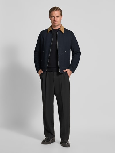 Drykorn Jeansjack met platte kraag en ritssluiting, model 'RIKALO' Marineblauw - 1