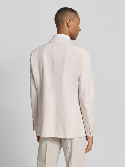 Męski model nosi Slim Fit Anzugsakko mit Pattentaschen Modell 'AIDAN3' von Strellson, melanż, krój slim fit, dwa rozcięcia, kołnierz z połami, zapięcie na 2 guziki, długi rękaw, dekoracyjne guziki przy rękawach, brustasza, kieszenie z patką, ganzkörperansicht rückansicht.