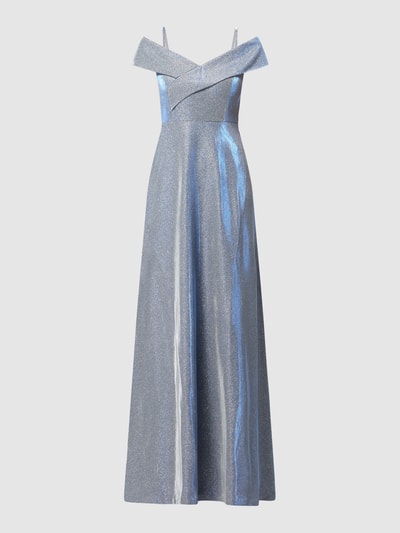 Christian Berg Cocktail Cold-Shoulder-Abendkleid mit Glitter-Effekt Metallic Blue 2