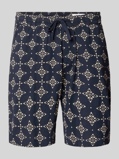 Produktfoto, Relaxed Fit Stoffshorts aus einer Baumwolle von s.Oliver RED LABEL, donkerblauw met wit patroon, heren