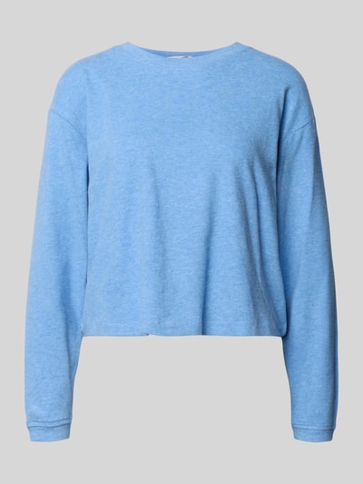 Productfoto, Longsleeve met geribde ronde hals van American Vintage, katoen-modal mix met stretch, losse fit, lichtblauw, vooraanzicht.