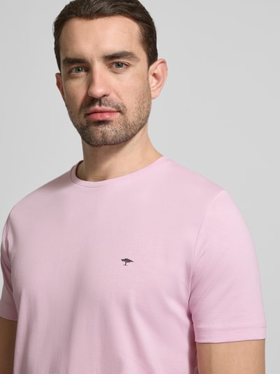 Fynch-Hatton T-Shirt mit Rundhalsausschnitt und Label-Stitching Hellrosa 3