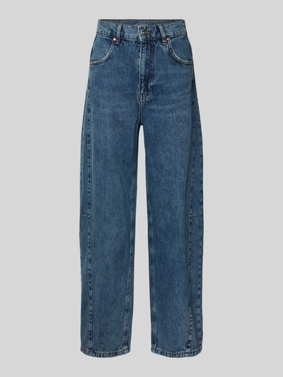 Produktfoto, Wide Fit Jeans mit Eingrifftaschen von Oui in Blau, reine Baumwolle, Gesäßtaschen, Knopf- und Reißverschluss, gerade Form