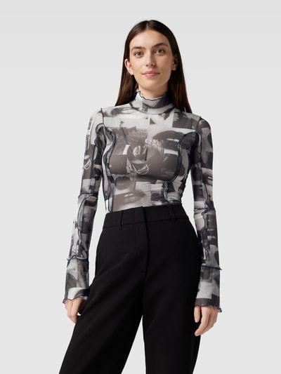 HUGO Longsleeve mit Stehkragen Modell 'Deuphoria' Weiss 4