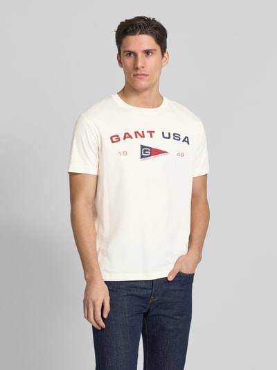 Gant T-Shirt mit Label-Details Offwhite 4