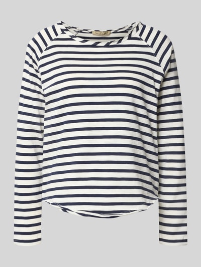Productfoto, Longsleeve uit pure katoen van Esprit, regular fit, ronde hals, afgeronde zoom, ruglengte maat S 52 cm, blauw-wit gestreept