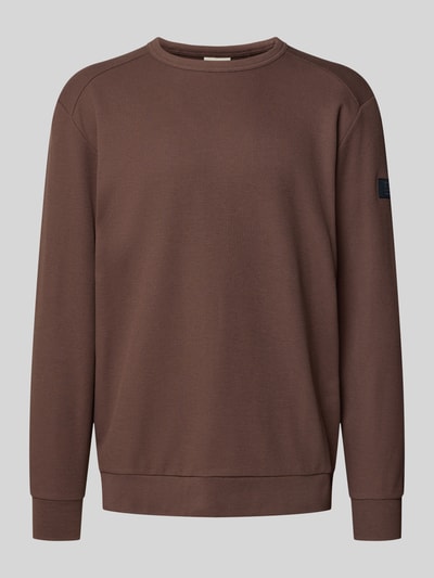 Produktfoto, Regular Fit Langarmshirt aus Baumwoll-Mix von Tom Tailor, Optik: Unifarben, Waffel-Struktur, Label-Patch, Rundhals, Langarm