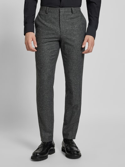 HUGO Slim fit pantalon met persplooien, model 'Hesten' Middengrijs gemêleerd - 4