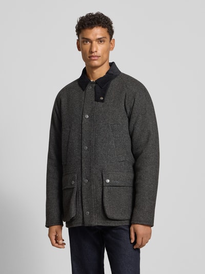 Barbour Regular fit wollen jack met corduroy, model 'BEDALE' Antraciet - 4