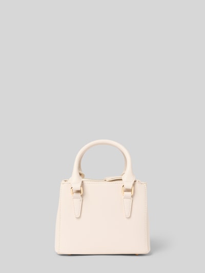 Produktfoto, Umhängetasche mit Label-Detail Modell 'ZERO' von VALENTINO BAGS in Creme mit kurzen Tragegriffen, strukturierter Oberfläche, Hauptfach, verstellbarem Schultergurt, Reißverschlussfächer, Breite 19 cm, Länge 16 cm, Tiefe 9 cm, Riemenlänge 120 cm.
