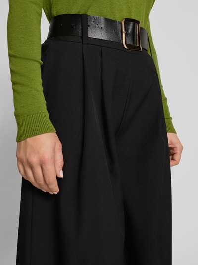 ZABAIONE Wide leg stoffen broek met riem Zwart - 3