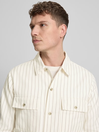 HUGO Oversized Hemdjacke aus reiner Baumwolle Modell 'EPOLDO' Offwhite 3