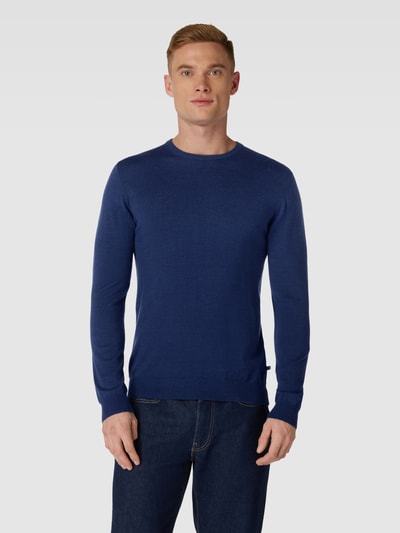 Matinique Gebreide pullover in gemêleerde look, model 'Margrate' Donkerblauw gemêleerd - 4