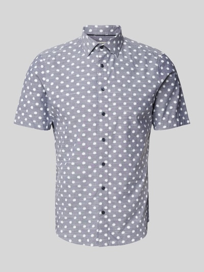 Jake*s Casual fit zakelijk overhemd met all-over print Marineblauw - 2