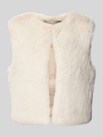 Milano Italy Gilet van imitatiebont met ronde hals Offwhite - 2
