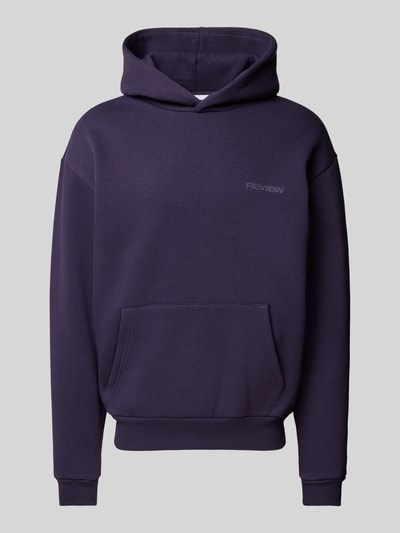 REVIEW Oversized Hoodie mit Label-Detail Aubergine 2