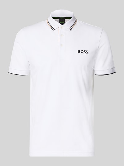 Produktfoto, biała koszulka polo z mieszanki bawełny Regular Fit Poloshirt aus Baumwoll-Mix Modell 'PADDY PRO' od BOSS Green