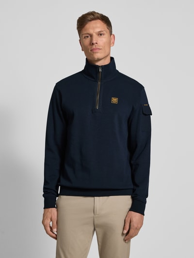 PME Legend Sweatshirt met schipperskraag en labeldetail Marineblauw - 4