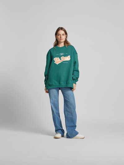 OH APRIL Sweatshirt mit Label-Stitching Dunkelgruen 1