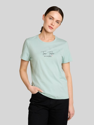 Tom Tailor regular fit T-shirt met logoprint Mintgroen - 4