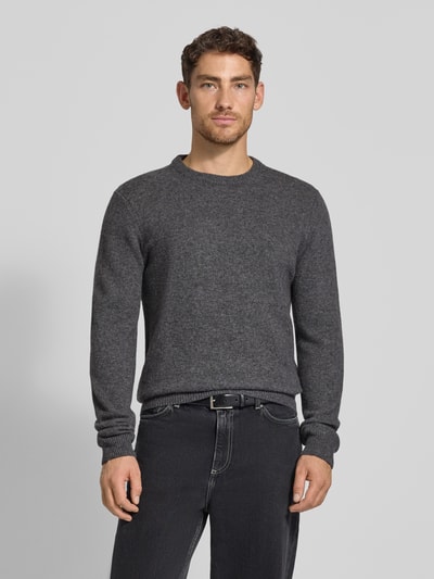 Casual Friday Strickpullover aus Woll-Mix Modell 'KARL' Mittelgrau Melange 4