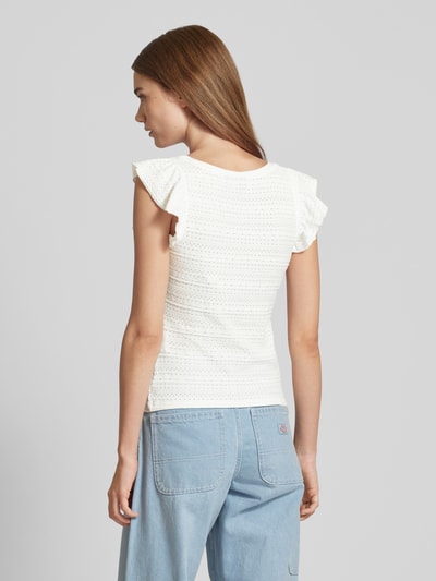 Pieces T-shirt met volantmouwen, model 'KELMA' Offwhite - 5