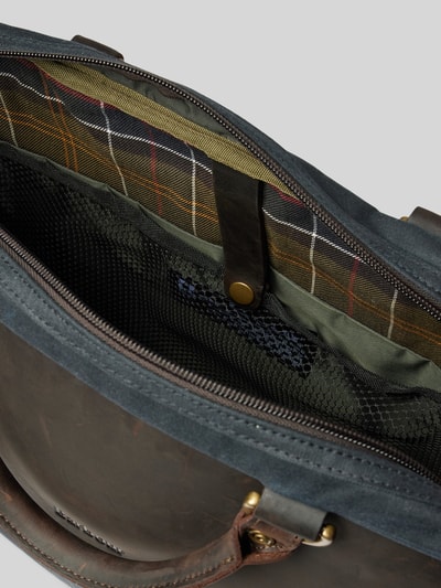 Barbour Laptoptasche aus gewachster Baumwolle Marine 5