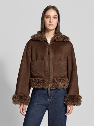 HUGO Regular Fit Teddy- / Webpelzjacke mit Umlegekragen Modell 'Amoa' Beige 6