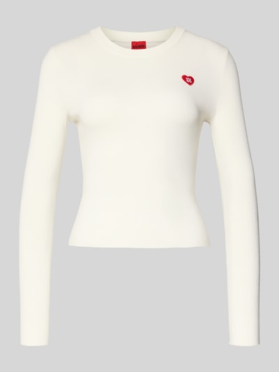 HUGO Slim Fit Strickshirt aus Viskose-Mix Modell 'SHARPA' Offwhite 2