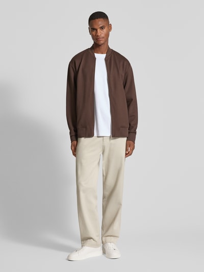 SELECTED HOMME Relaxed fit sweatjack van katoenmix, model 'MACK' Chocoladebruin - 1