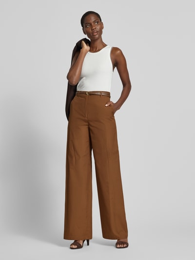 Max Mara Studio Wide Leg Hose aus reiner Baumwolle Modell 'FAREA' Mittelbraun 1