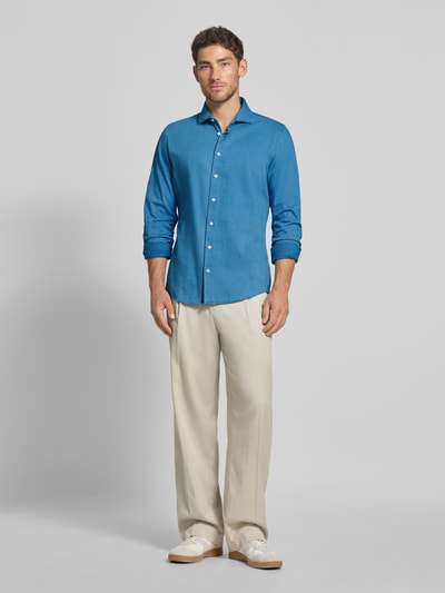 SEIDENSTICKER Slim fit zakelijk overhemd met kentkraag, model 'Spread' Blauw - 1