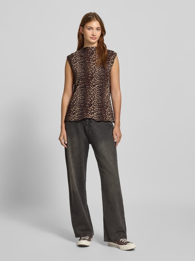 Pieces Slim Fit Top mit Crêpe-Verarbeitung Modell 'FLORA' Sand 1