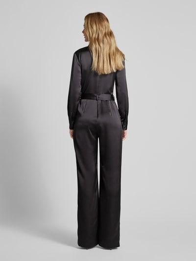 HUGO Jumpsuit van satijn met strikceintuur, model 'Klessia' Zwart - 5