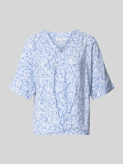 Christian Berg Woman Regular Fit Bluse mit V-Ausschnitt und 1/2-Arm Jeansblau 1