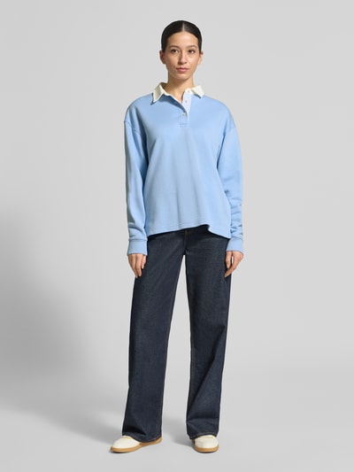 GANT Longsleeve mit Polokragen und kurzer Knopfleiste Hellblau 1