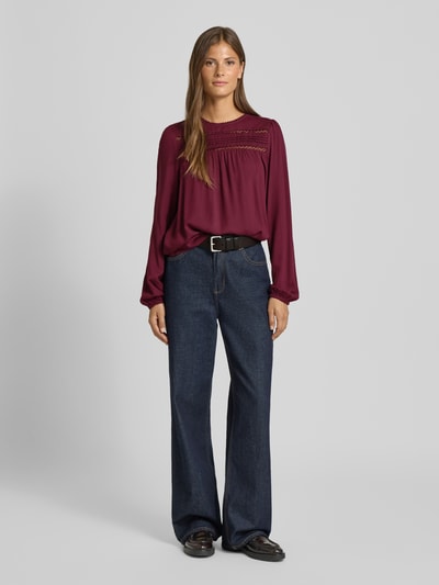 Vero Moda Regular fit blouse met lange mouwen van pure viscose, model 'DEBBIE' Bordeaux - 1