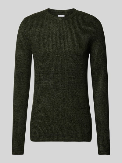 Jack & Jones Gebreide pullover met ronde hals, model 'LEWIS' Donkergroen gemêleerd - 2