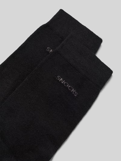 Produktfoto, Business Socks im 2er-Pack mit Label-Stitching von Snocks aus schwarzem Baumwoll-Mix mit Stretch-Anteil und gerippten Bündchen