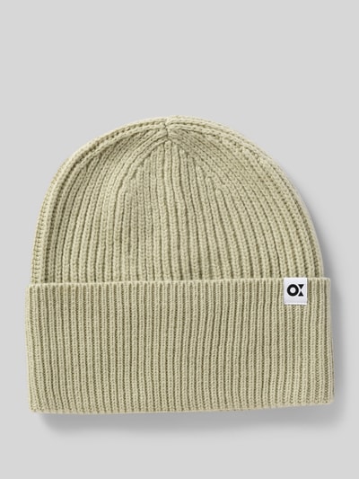 OPUS Beanie met labeldetail, model 'Afemina' Rietgroen - 1