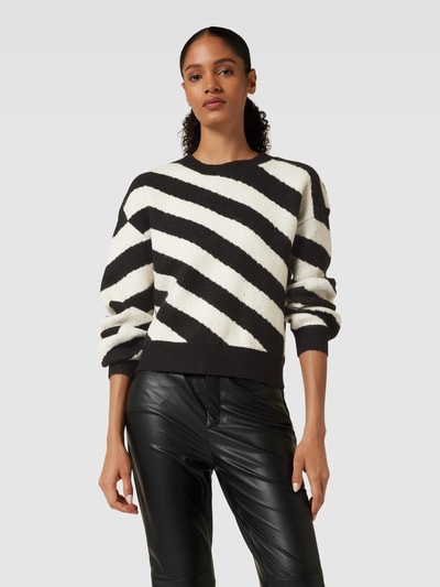 Vero Moda Strickpullover mit Streifenmuster Modell 'LARA' Black 4