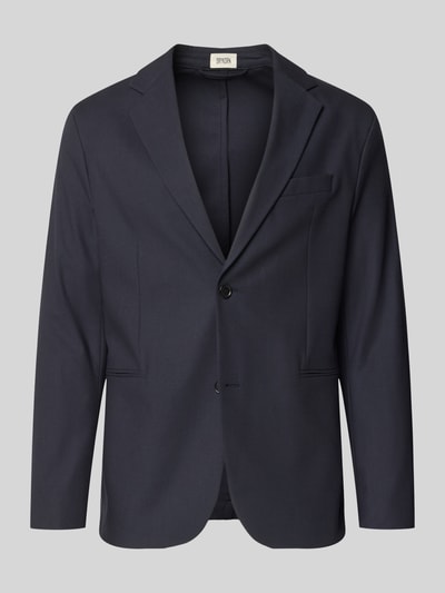 Produktfoto, Herren Sakko mit Regular-Fit aus Material-Mix mit Viskose-Anteil, Reverskragen, Knopfverschluss, Brustleistentasche, Modell 'CATORY' von Drykorn, dunkle Farbe, glatte Struktur