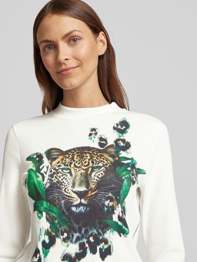 Marc Cain Longsleeve mit Label-Print Offwhite 3